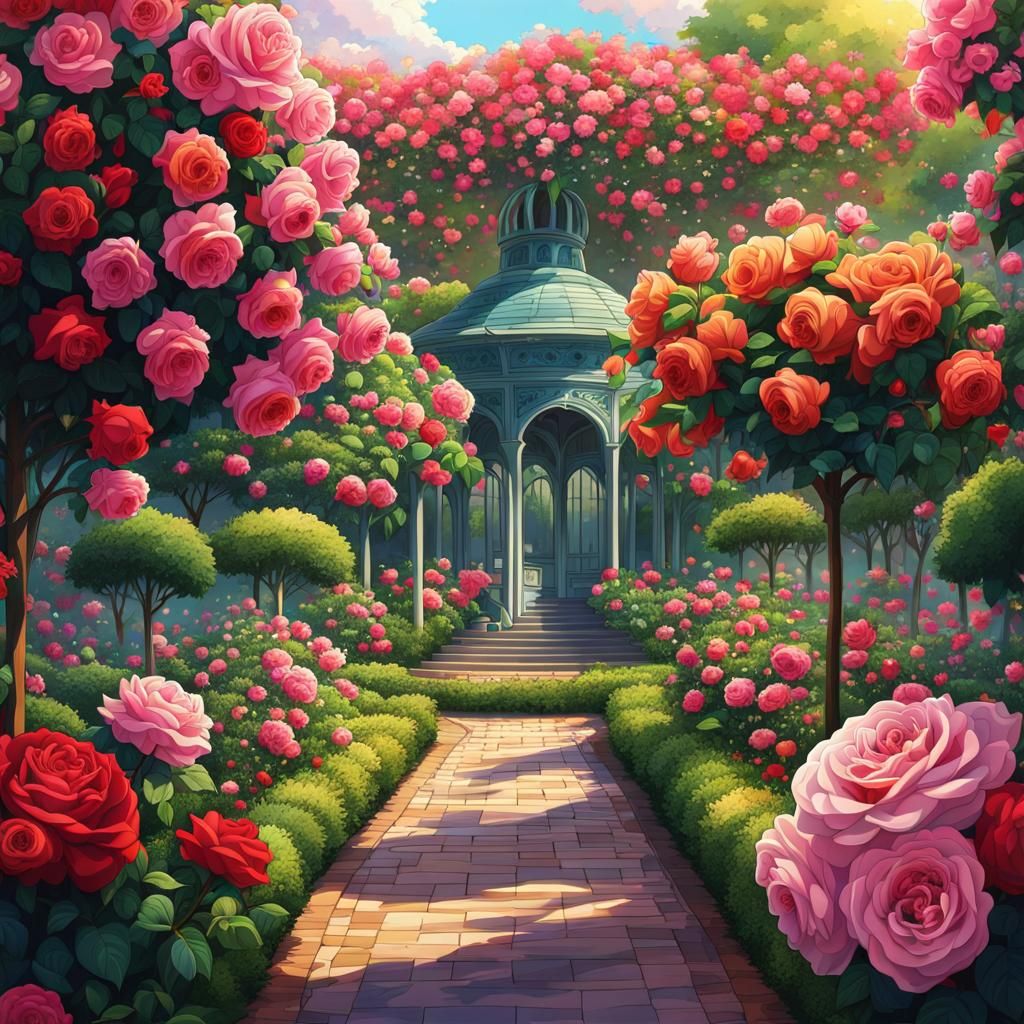 Anime Rose Garden: Colorful and Detailed Art