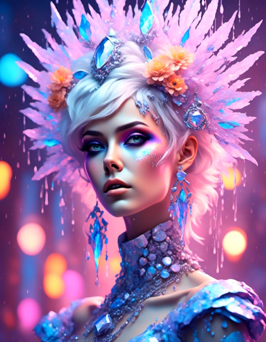 Futuristic Pastel Pop Star in Vivid Colors