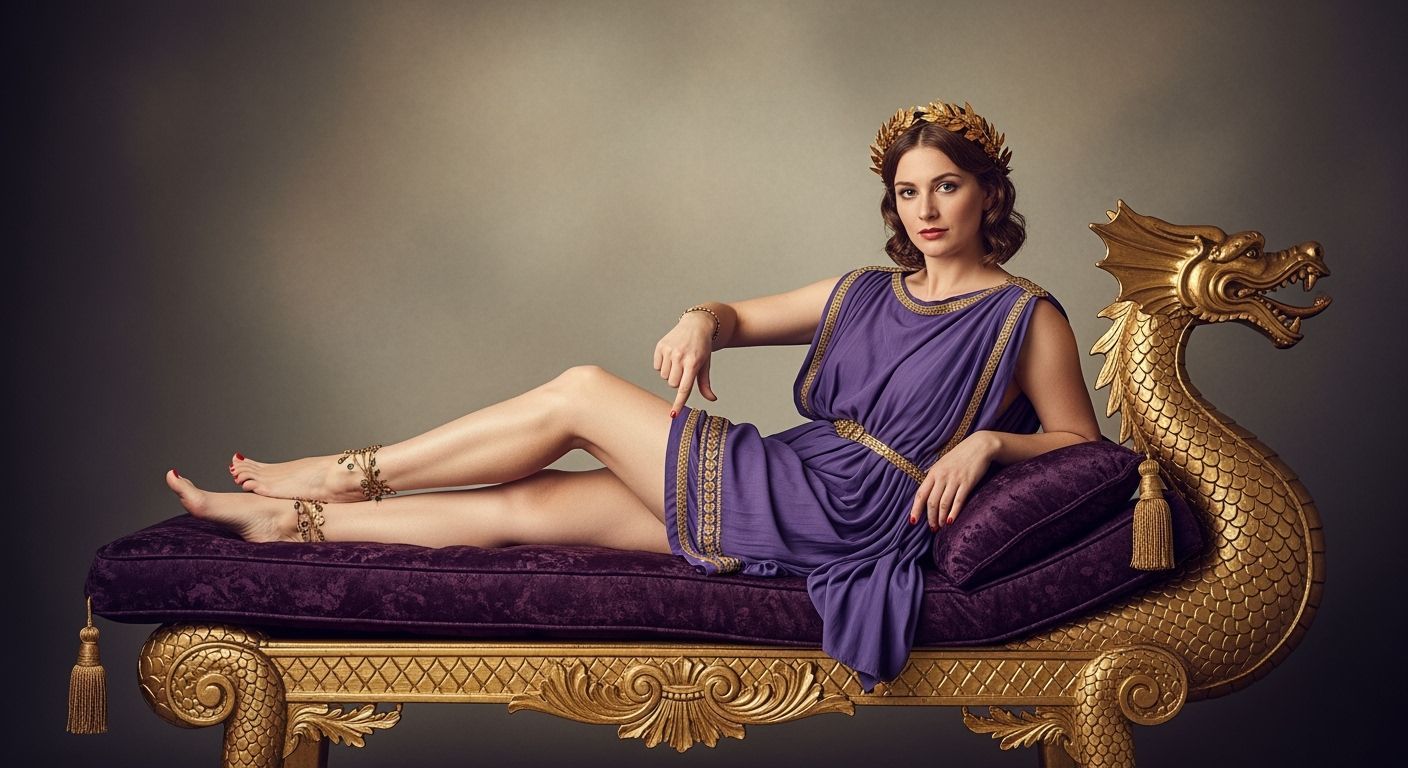 Roman Empress Lounging on Dragon Chaise Longue