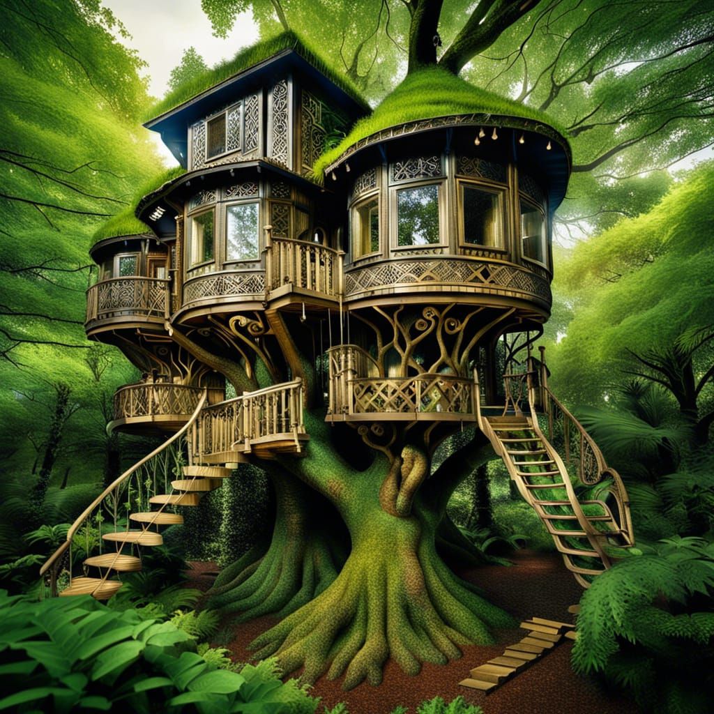 Intricate Irish Treehouse: A Detailed Masterpiece