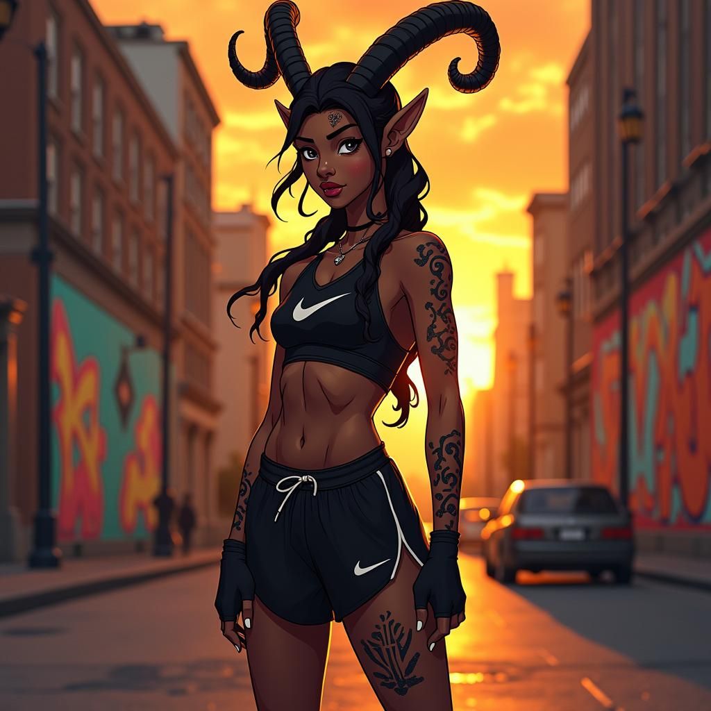 Goddess Faun in Street Art Anime Style