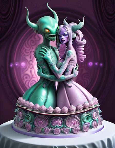 Alien Wedding Cake Topper