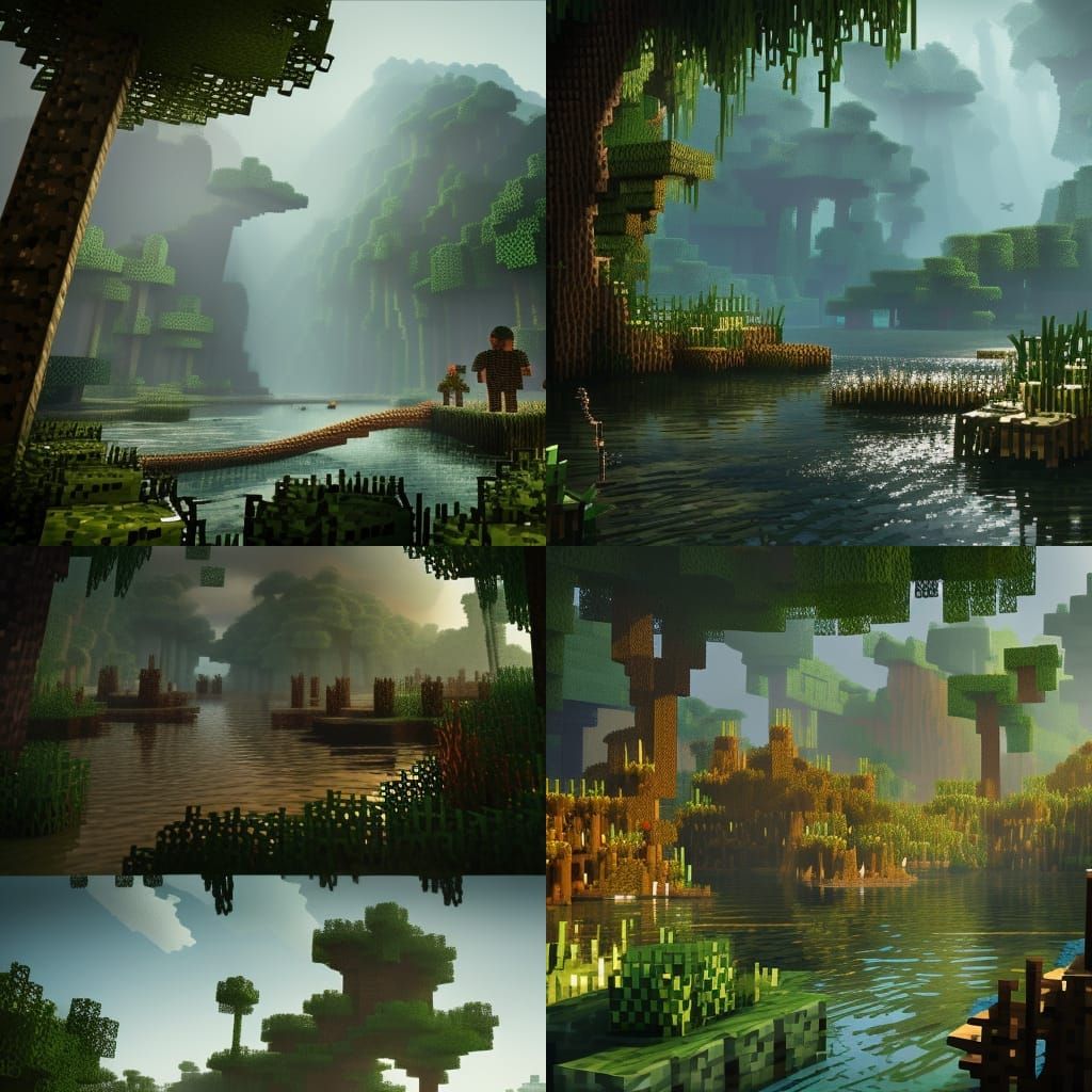 Dark Fantasy Minecraft Mangrove Biome Concept Art