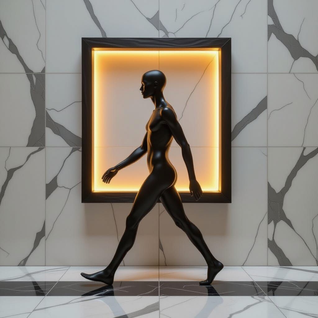 Elongated Sculpture Carries Luminous Frame