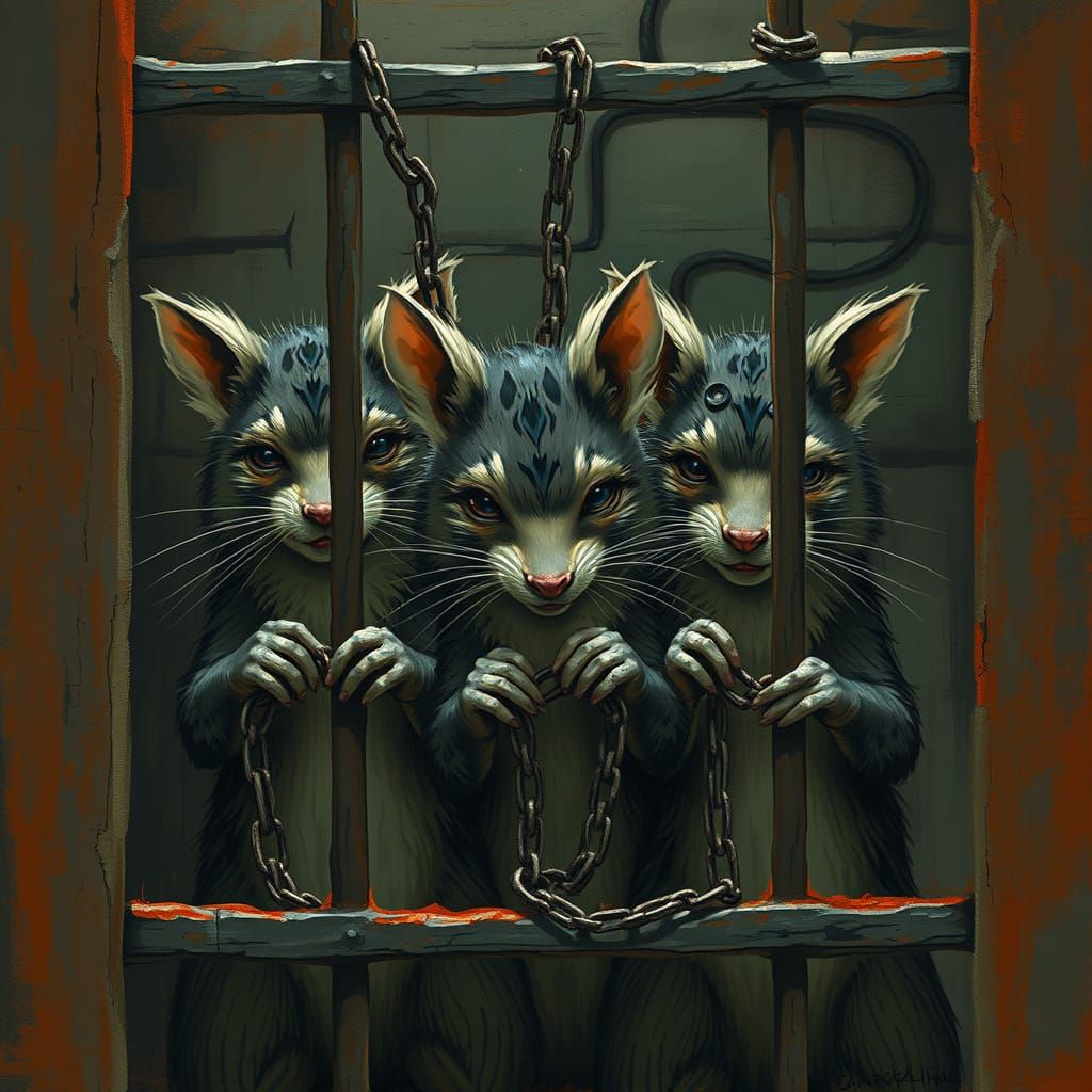 Numbats Imprisoned: A Sinister Digital Art Piece