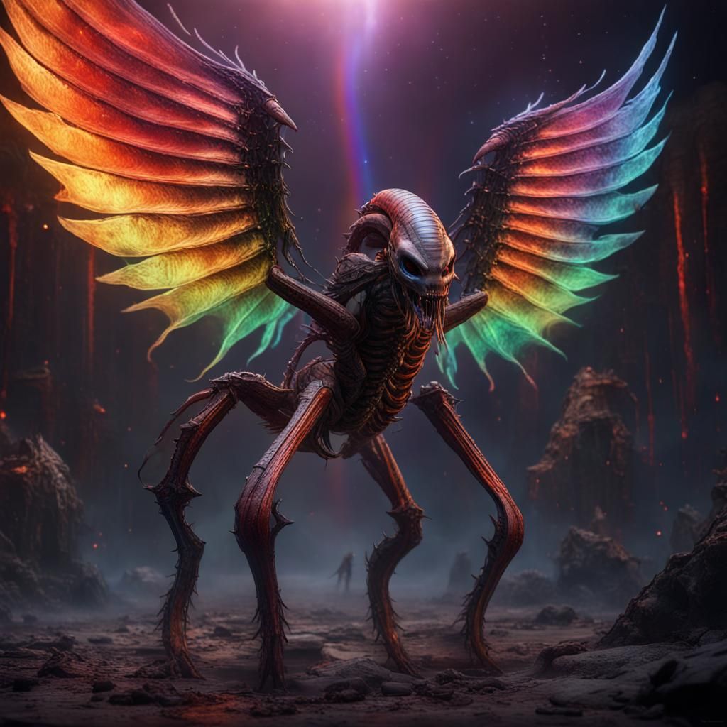Cosmic Horror: Scorpion Xenomorph Fusion with Demon Wings