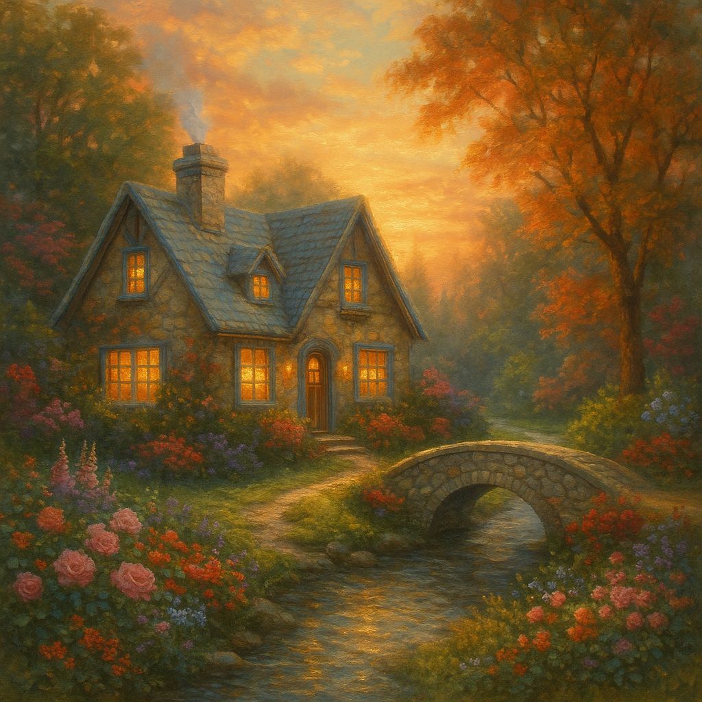 Idyllic Landscape in Kinkade Style