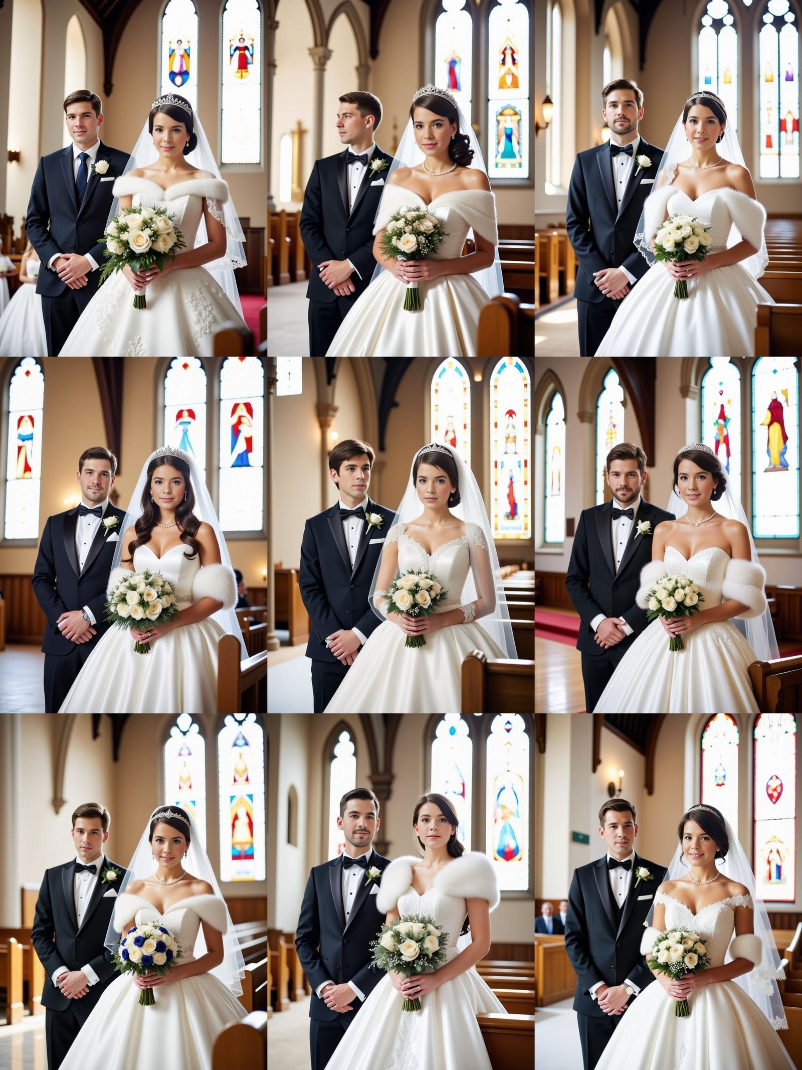 Elegant Bride in White Satin Belle Style Dress