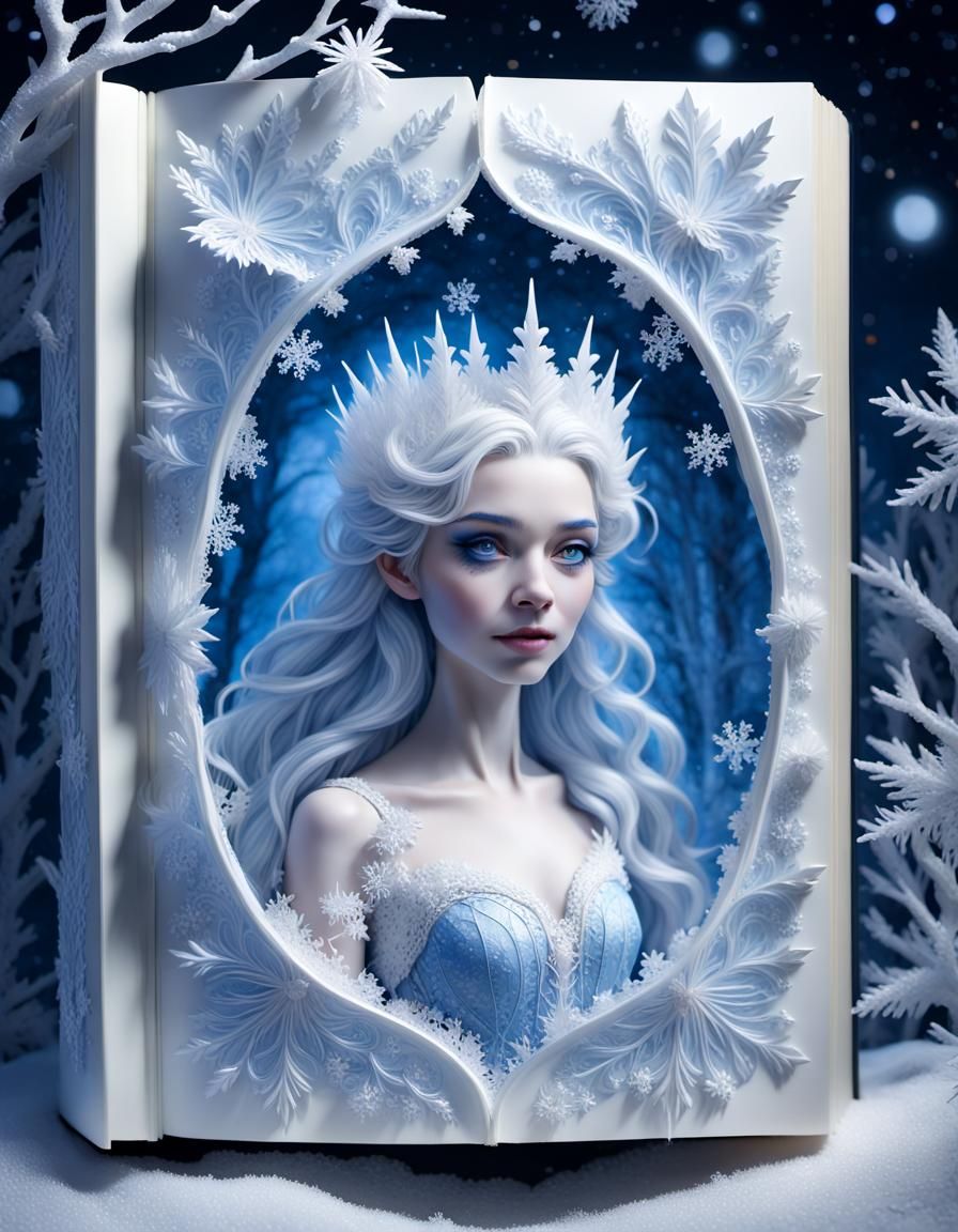 Snow Queen's Enchanted Journey in Tim Burton Style