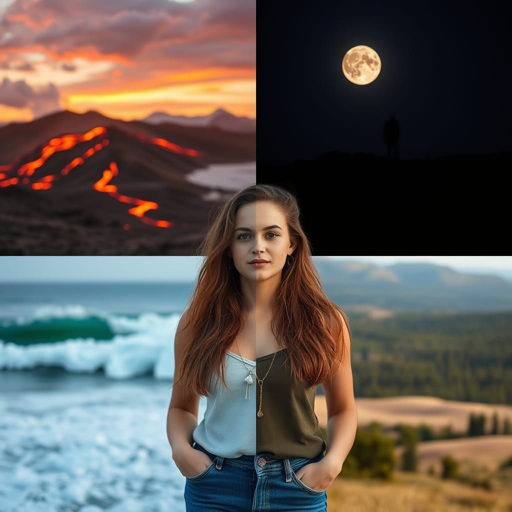 Nature's Opposites: Fire, Ice, Sun, Moon, Ocean, Desert, For...