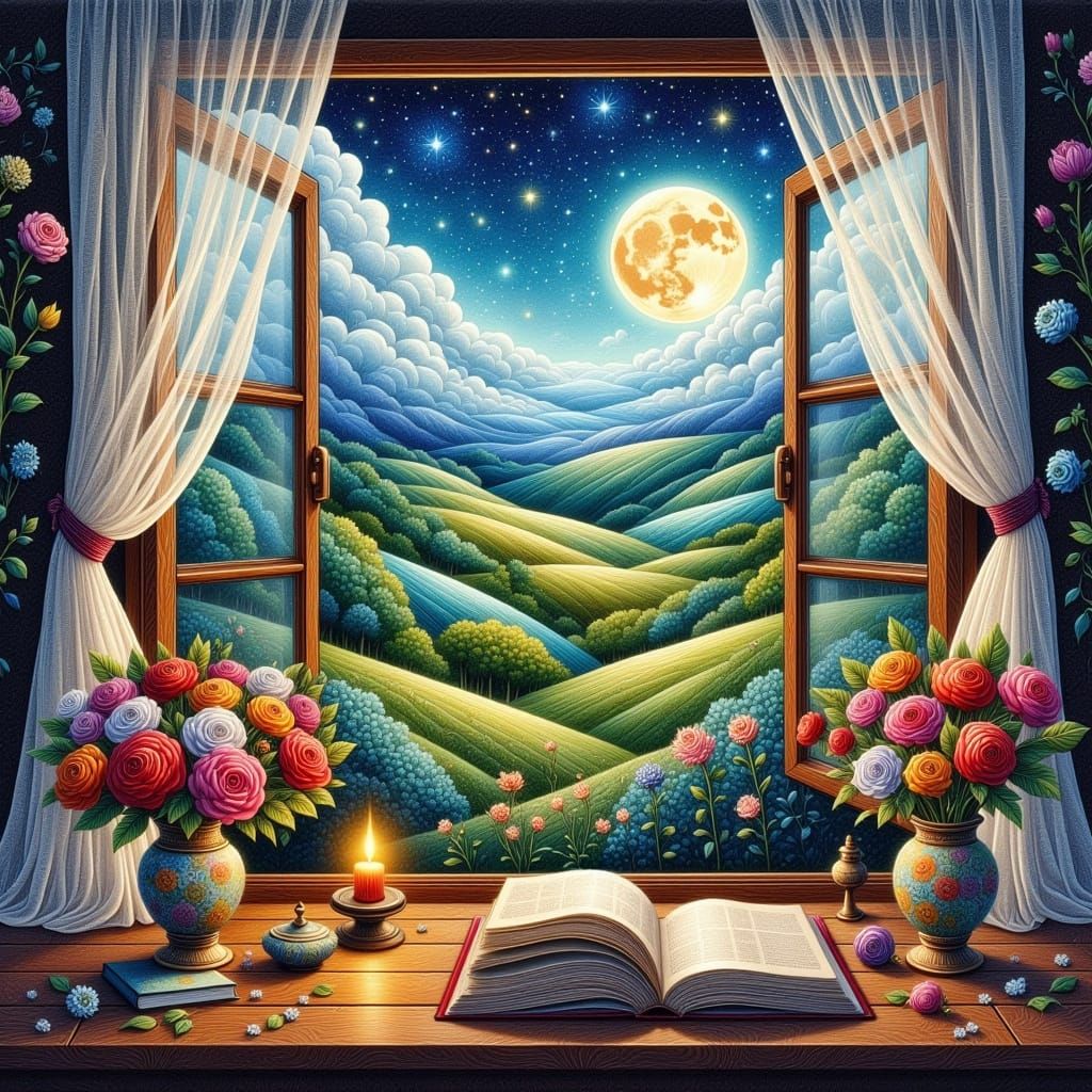 Cozy Fairytale Valley Scene in Vibrant Storybook Style