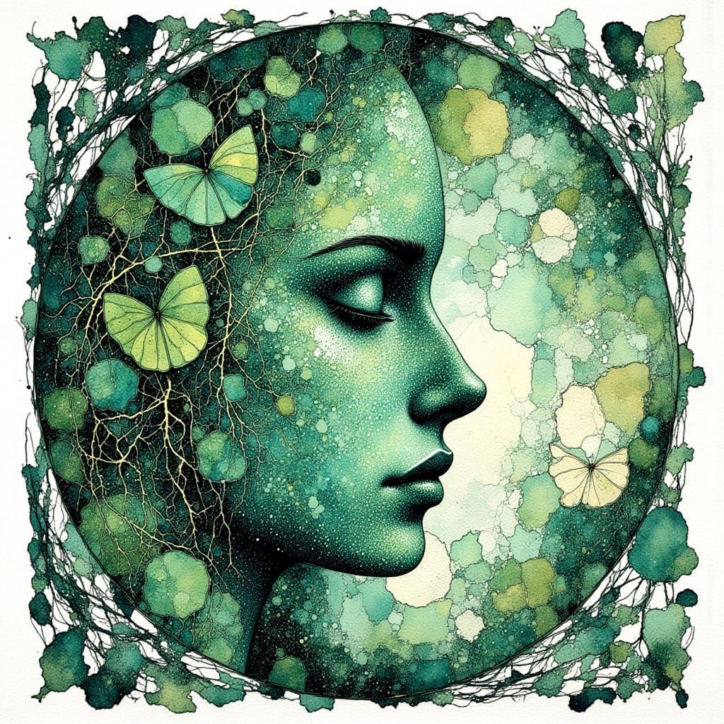 Abstract Celtic Knotwork Art Evoking Trees and Snow