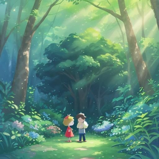 Pokémon and Trainers in Forest, Anime Watercolor
