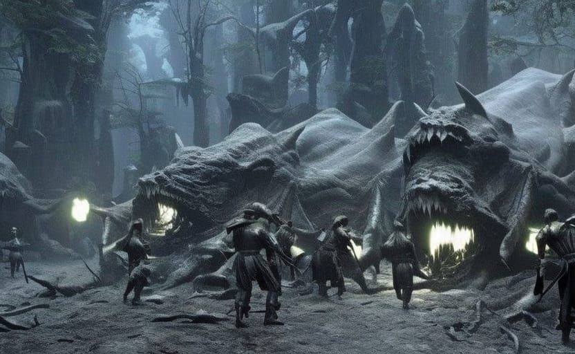 Translucent Creatures Feast: Gothic Horror Banquet