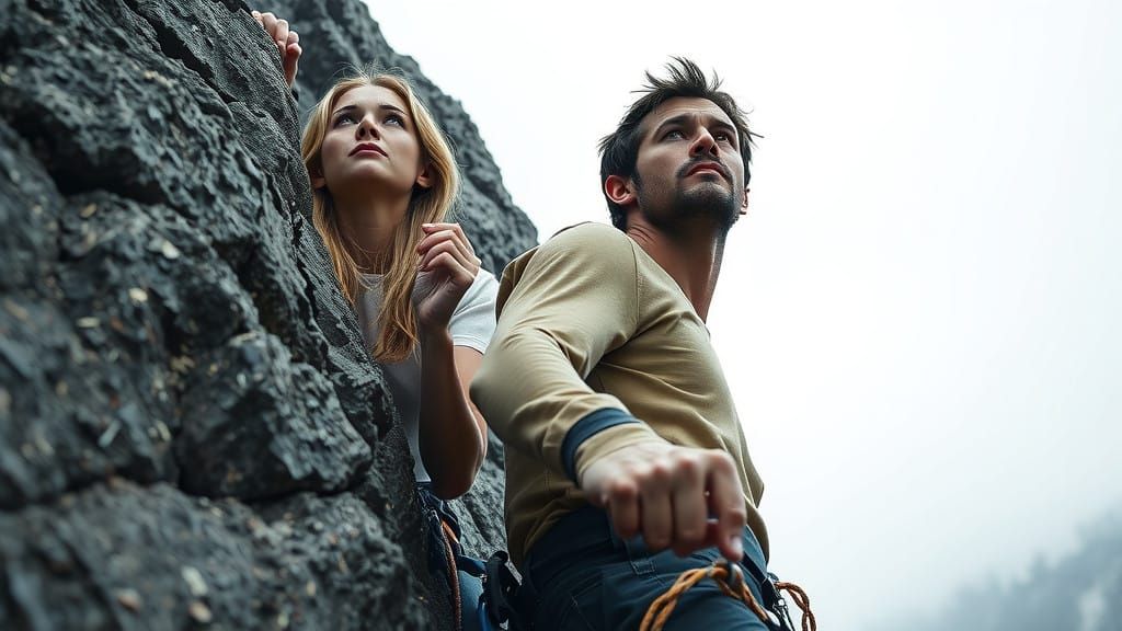 Hyper-Realistic Sport Climbers Ascend a Mystical Crag in Uni...