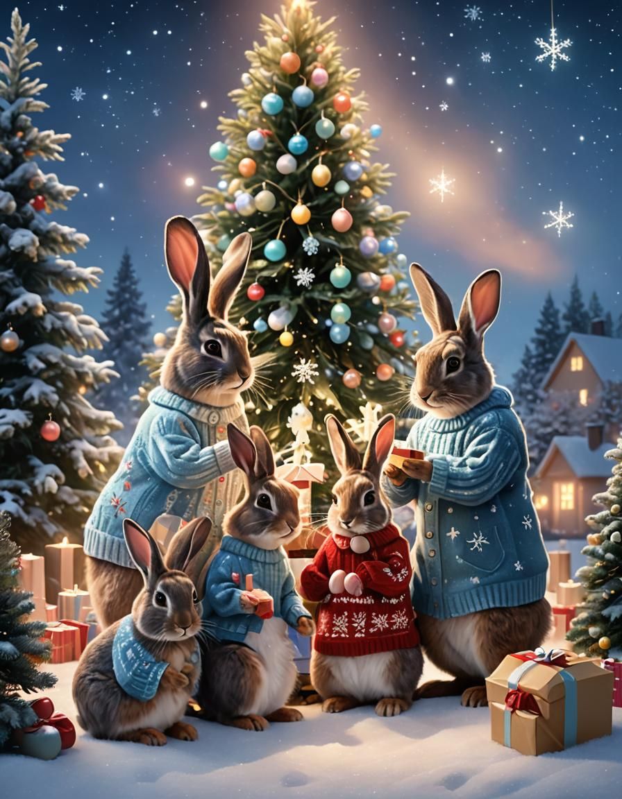Rabbit Family Christmas: A Digital Matte Painting