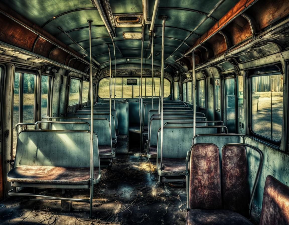 Abandoned San Francisco Bus Interior in HDR