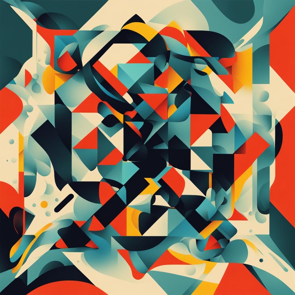 Intriguing Abstract Shapes Create Vibrant Composition