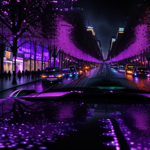 Purple Rain on Champs Elysees: Hyperrealistic God