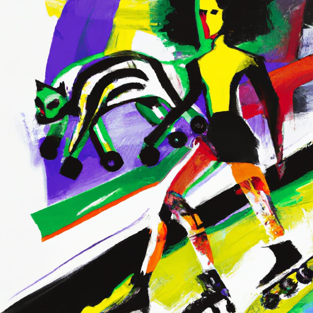 Young Woman Rollerblading with Dog in Cobra Style