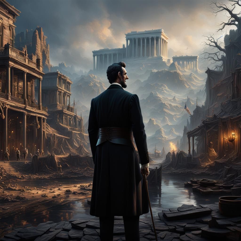 Detailed Matte Painting of Abraham Lincoln in 8k
