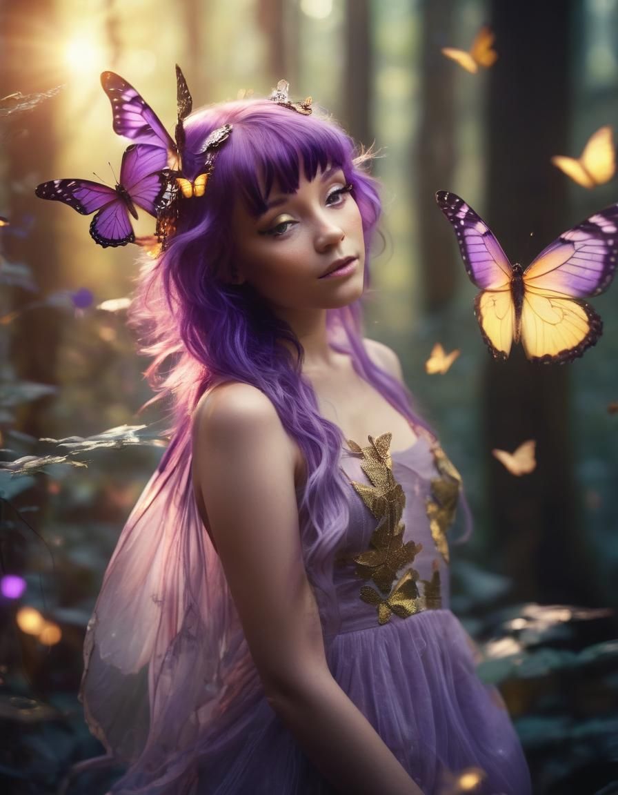 Butterfly Fairy in Mystic Forest: Cinematic Film Still