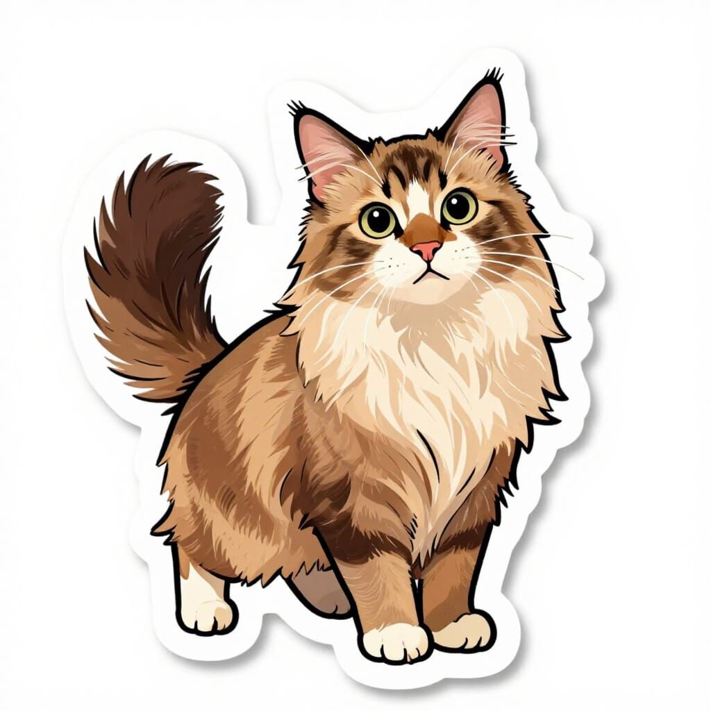 Turkish Van Cat Sticker Full Body Playful Stance