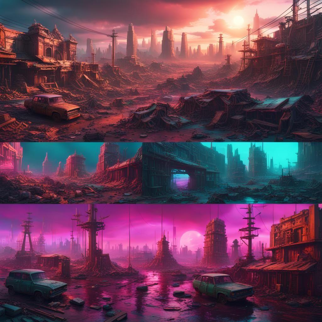 Post-apocalyptic Word in Neon Tones