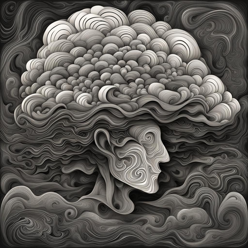 Dark Thoughts as Abstract 3D Illustration