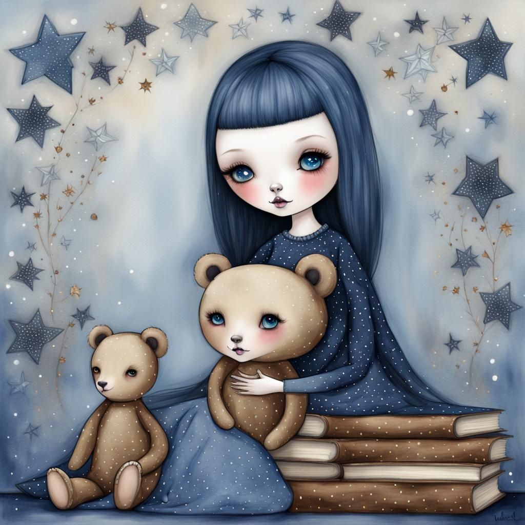 Porcelain Doll and Teddy Bear Duet