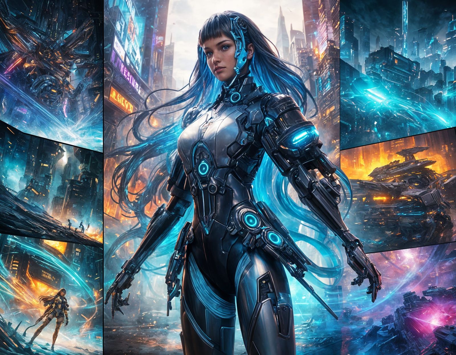 Cyberpunk Xbox Goddess in Neon Cityscape