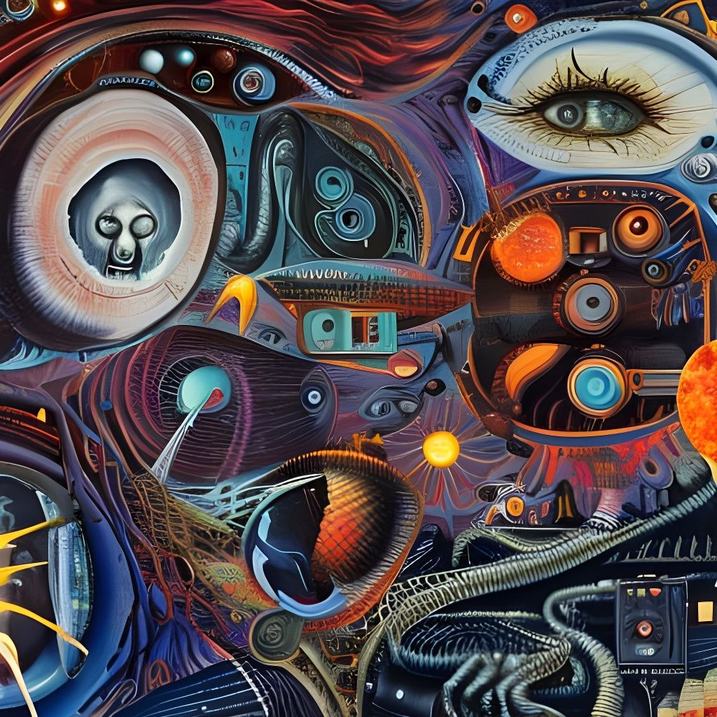 Intricate Sci-Fi Horror Painting in Surrealist Style