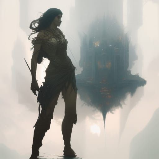 Dark Fantasy Concept Art in Purple and Yellow