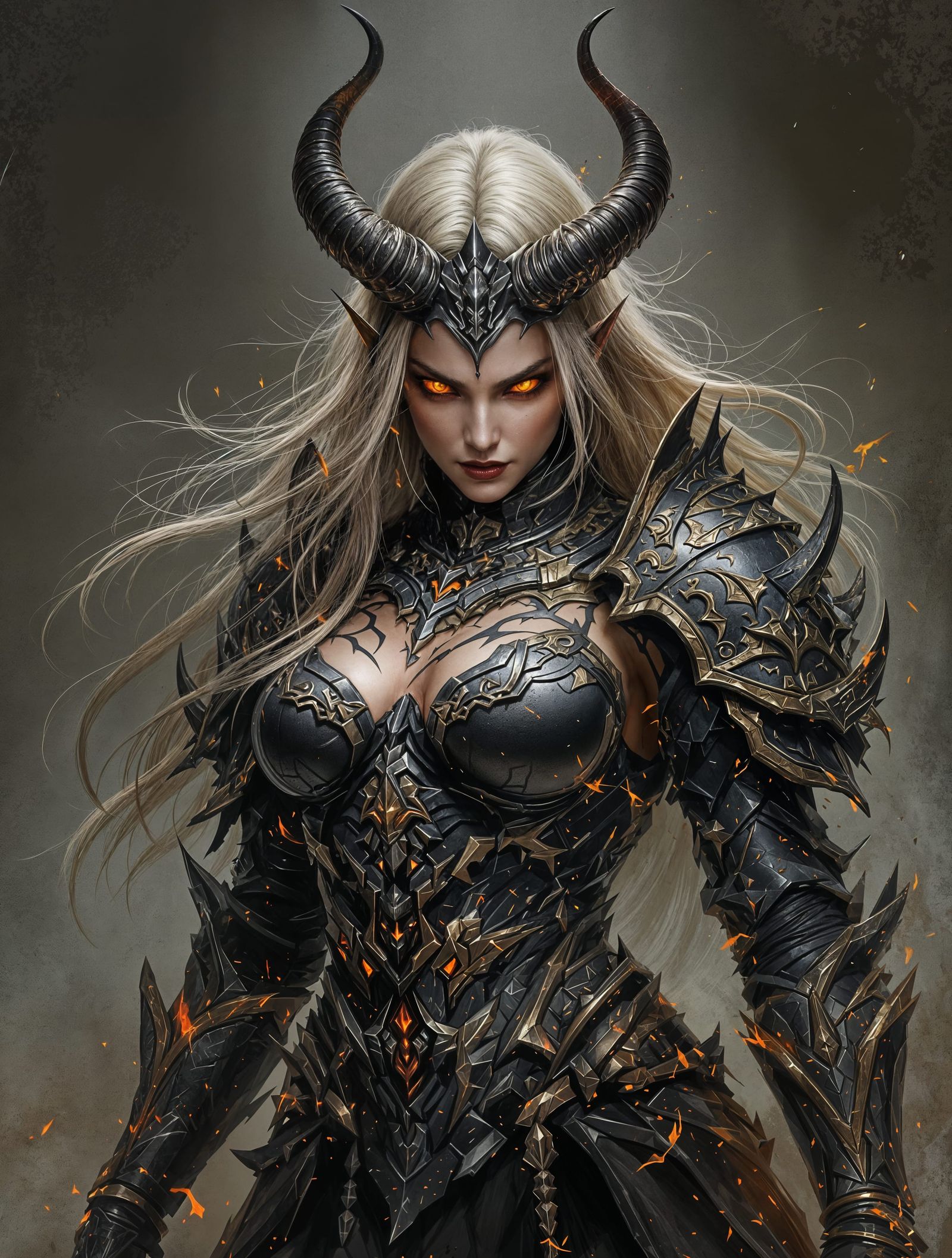 Dark Fantasy Demonic Warrior in Hyperrealistic Portrait