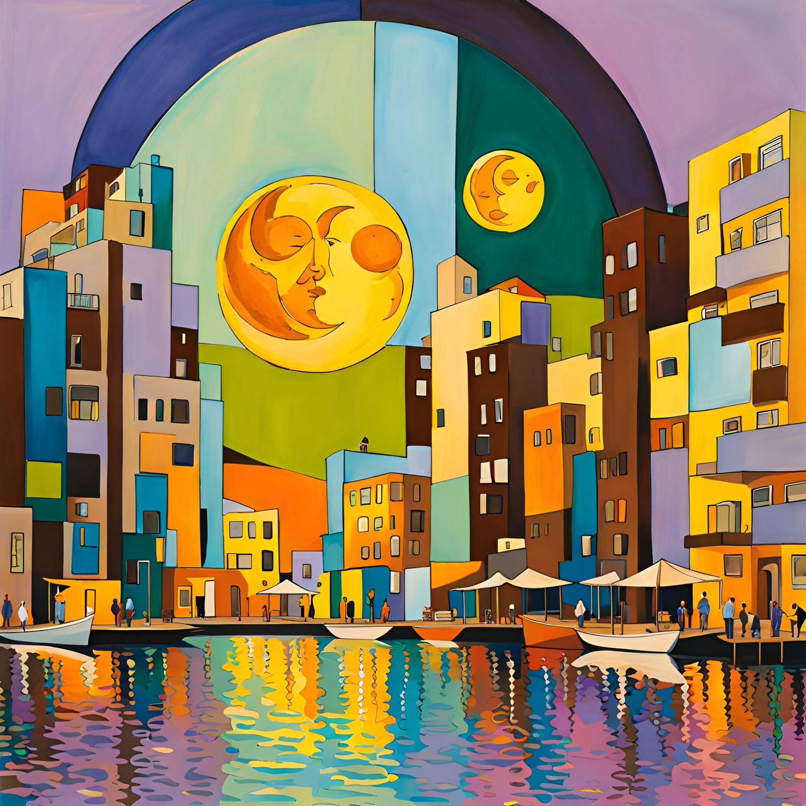 Mechanical Woman Worshipped, in Klimt and Schiele Style