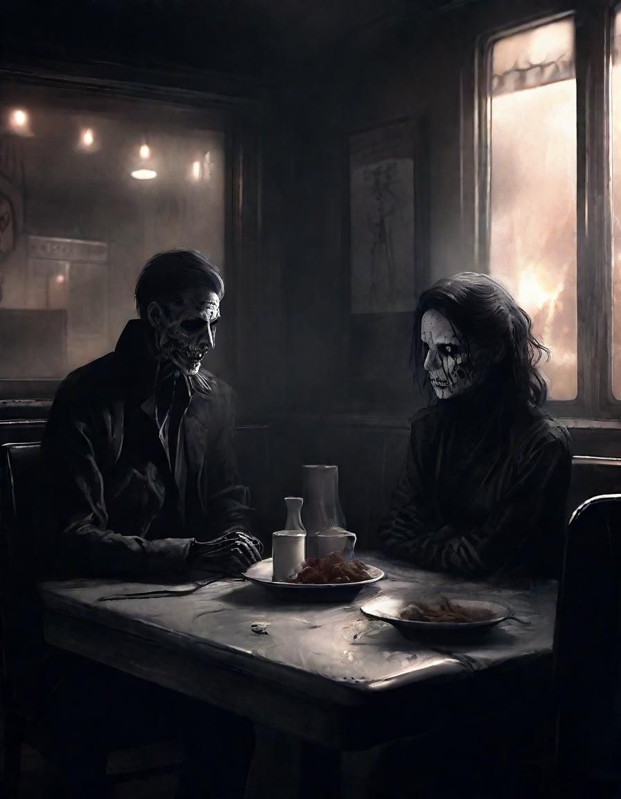 Eerie Diner Encounter in Dark Fantasy Style