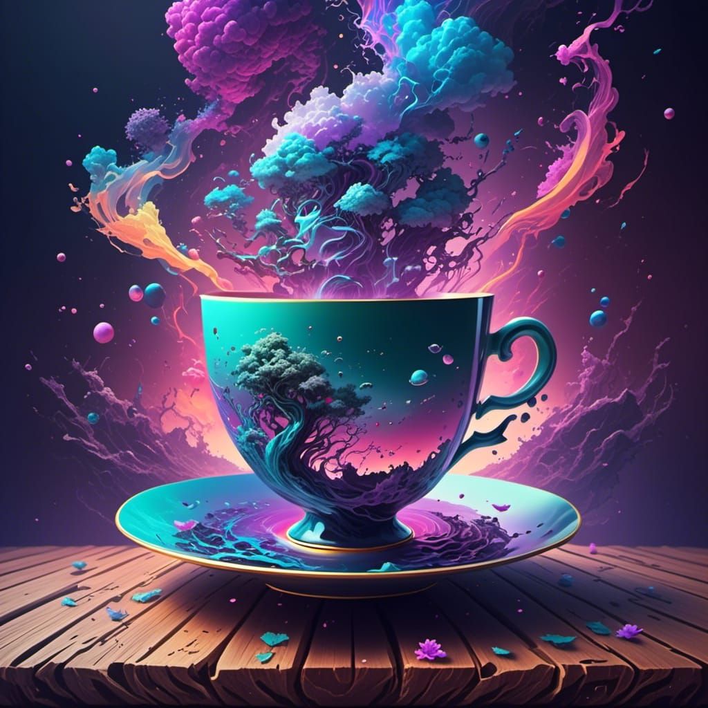 Steaming Cup of Tea on Wooden Table