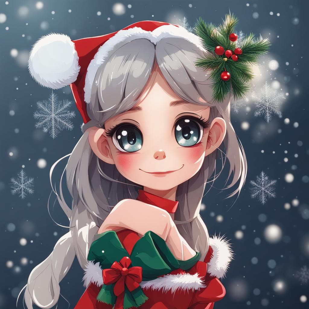 Girl in Christmas Outfit Festive Portrait