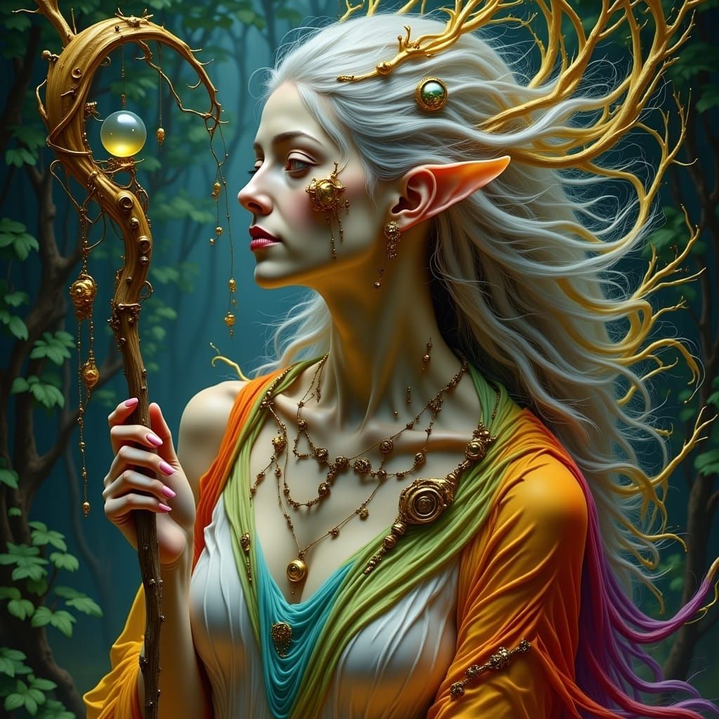 Surreal Goddess of Pandora in Rainbow-Hued Splendor