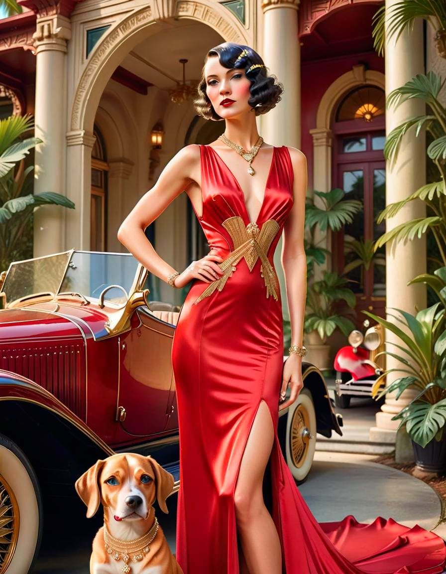 Art Deco Red Gown