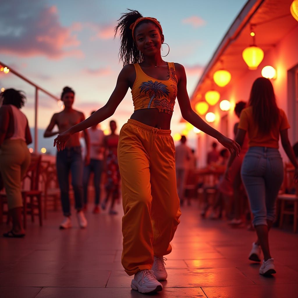 Confident Young Woman Dances to Amapiano Music in a Vibrant ...