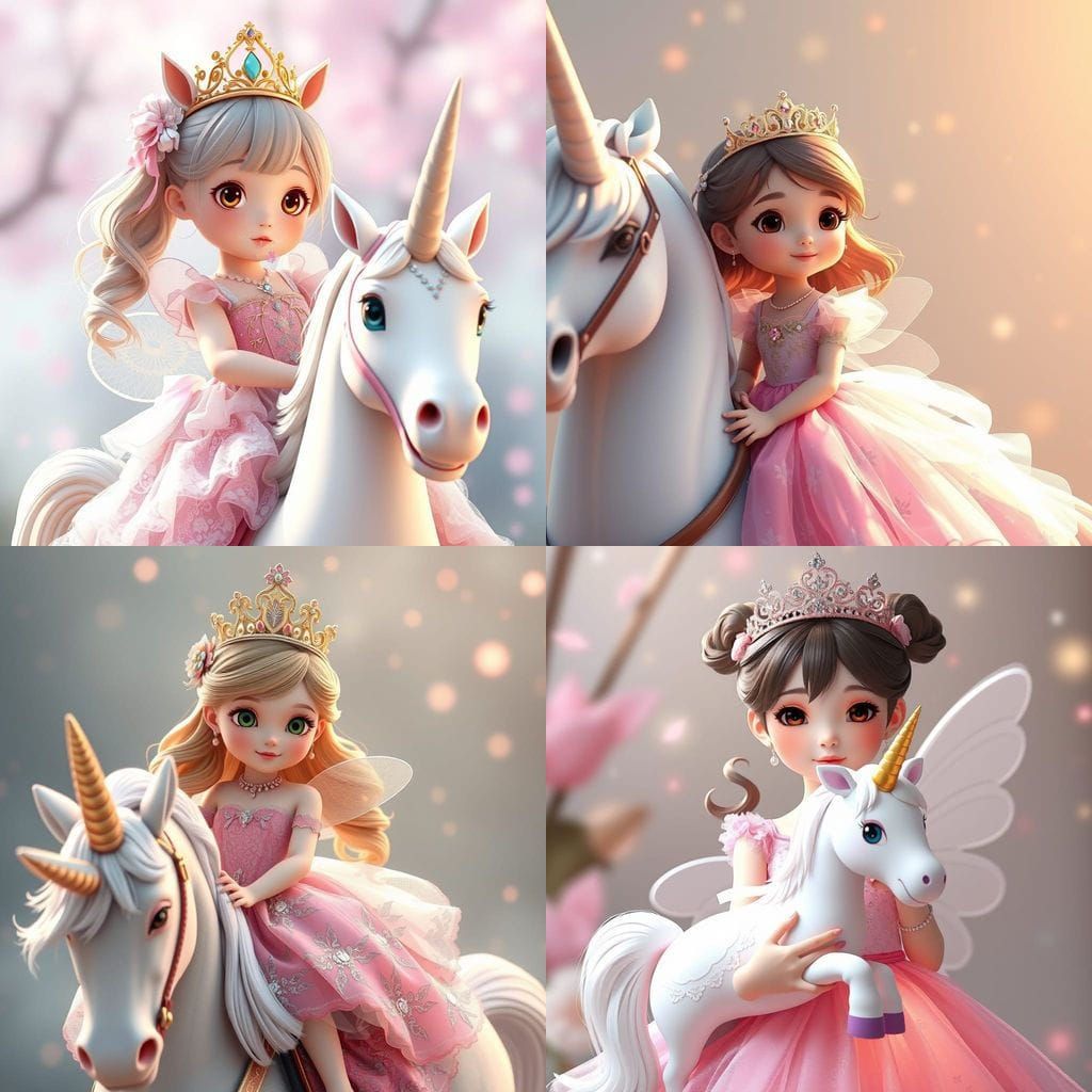 Little Princess in Enchanted Fairy Dress with Unicorn
