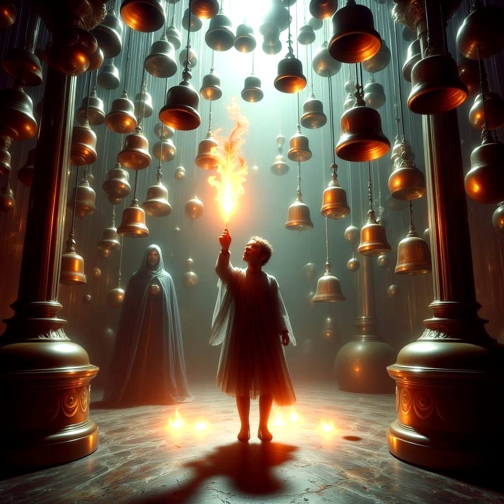 Caged Hero in Opulent Palace with Magic Feather