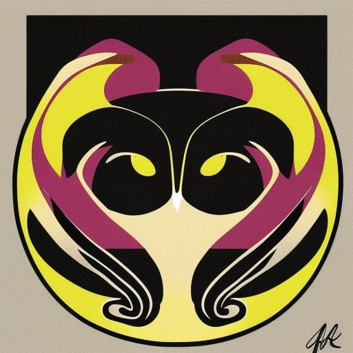 Pop Art: Owl and Snake Hybrid in Bauhaus Style