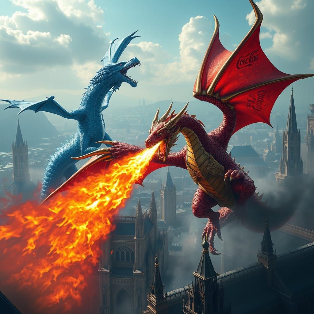 Coca Cola Dragon Engages Pepsi Dragon in Majestic Clash