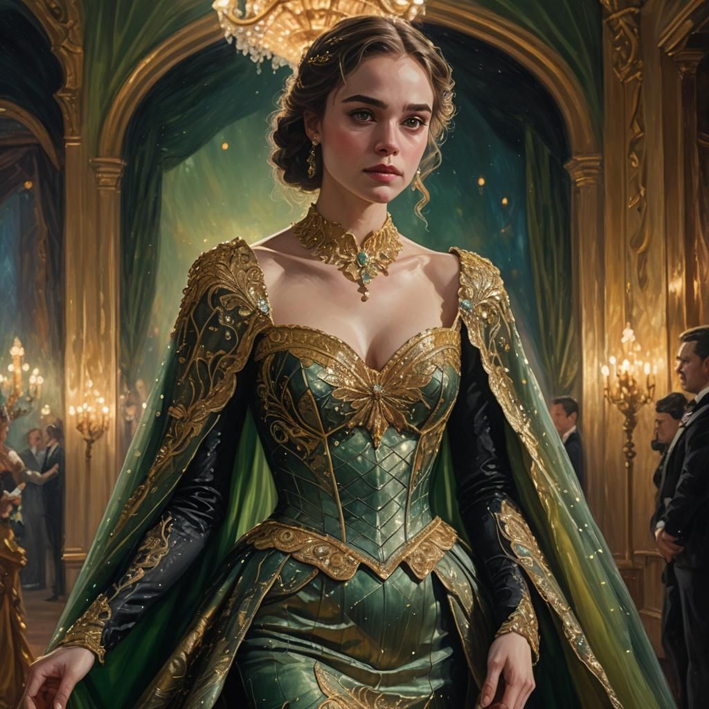 Woman in Gown Portrait, Oil Painting Style