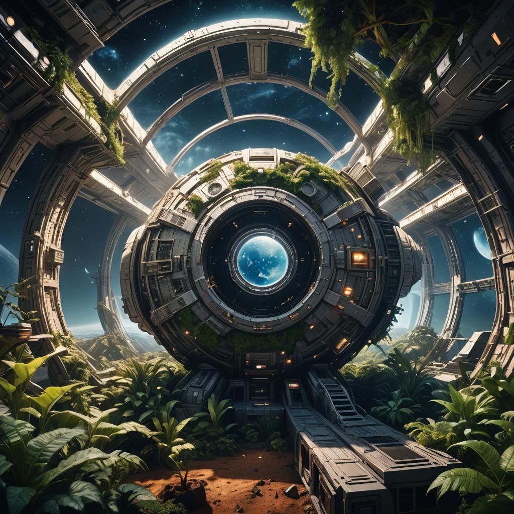 Titanic Asteroid Space Station: Sci-Fi Concept Art