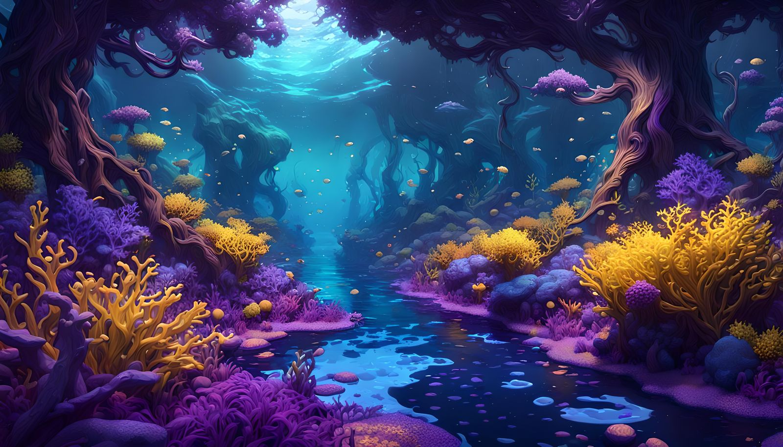 Underwater Forest: Dark Fantasy Concept Art