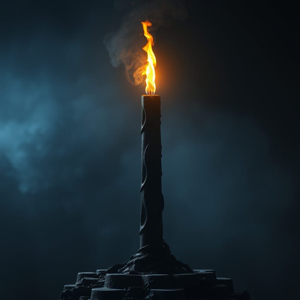 Enchanted Candle in Dark Mystical Landscape
