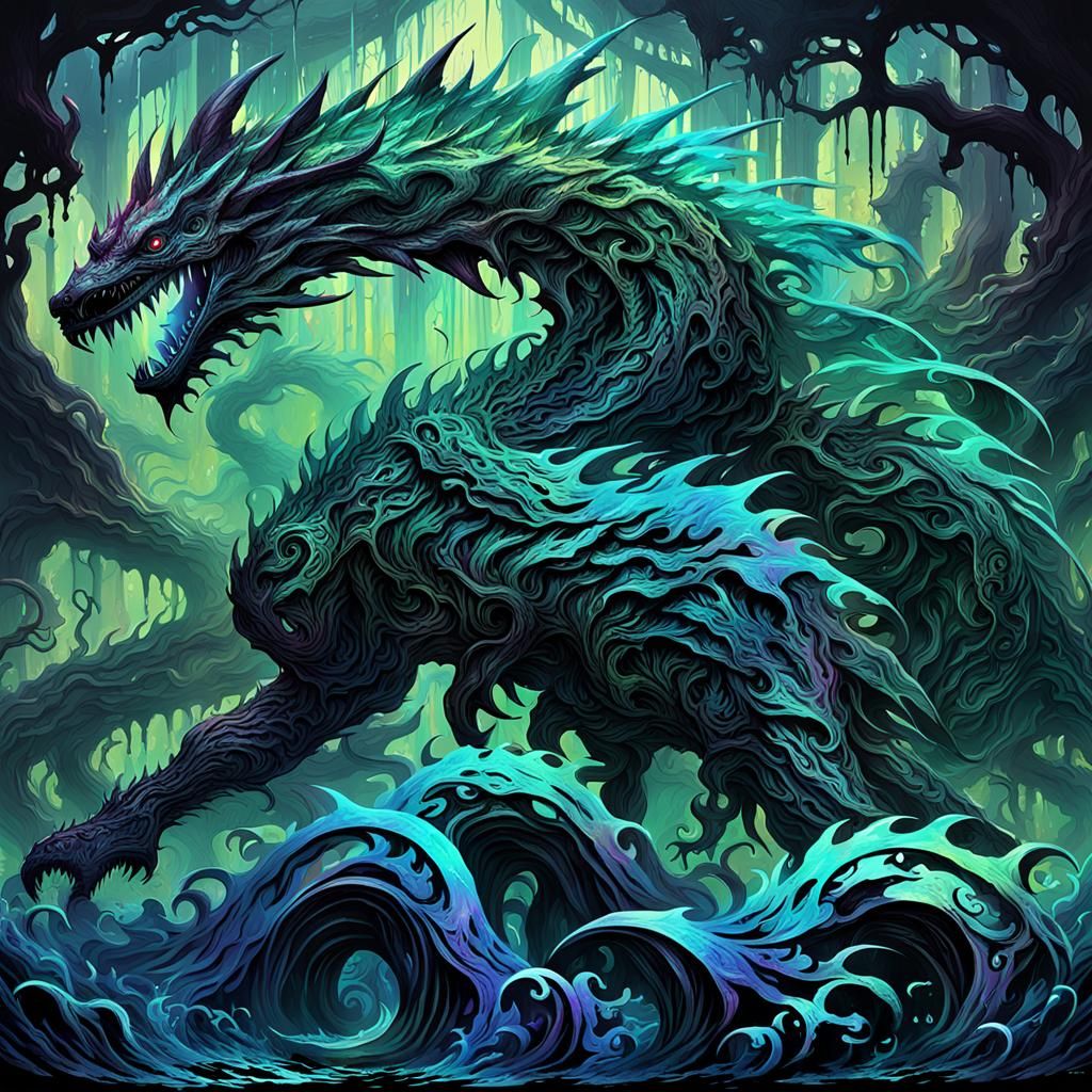 Iridescent Stygian Silhouette with Chaotic Layers